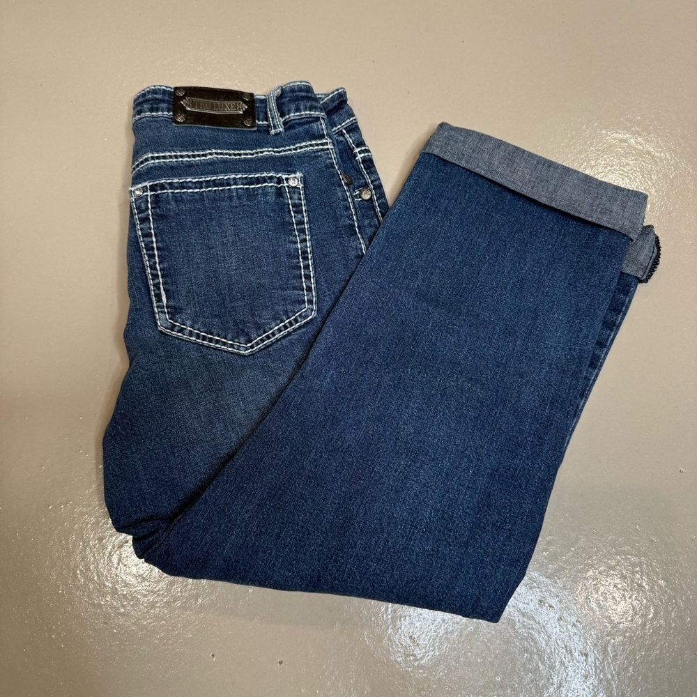 Women’s Size 6 28 waist Tru Luxe cuffed blue jeans straight leg - Picture 15 of 15